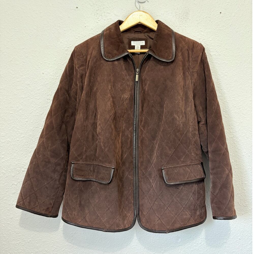 vintage chocolate brown quilted leather jacket preppy western classic luxury 90s